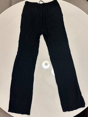 Zara Black Viscose Textured Slim Flowy Pants S
